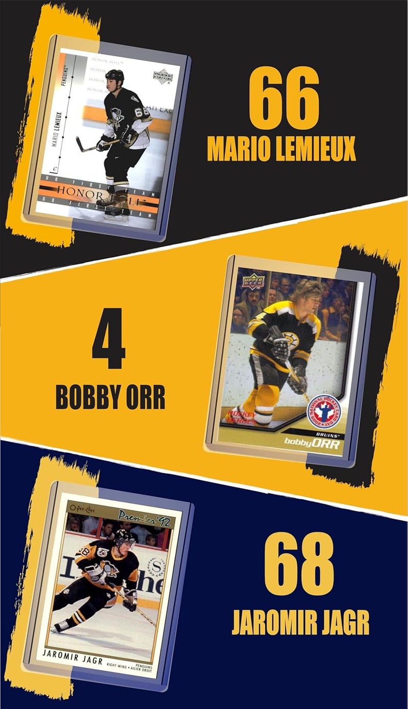 Chaser Hockey Cards All-Time Greats: Wayne Gretzky, Mario Lemieux, Gordie Howe, Bobby Orr, Mark Messier, Sidney Crosby, Maurice Richard, Jean Beliveau, Jaromir Jagr (9) Assorted Card Gift Pack GOATs - Image 4